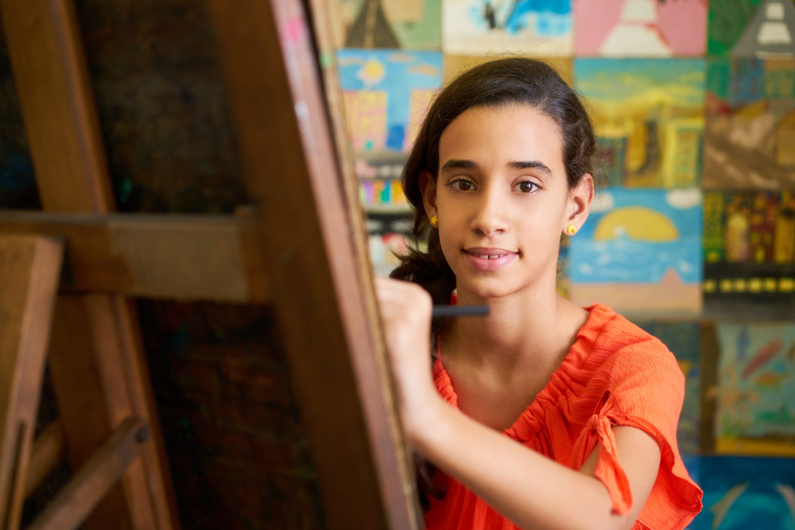 School,Of,Art,,College,Of,Arts.,Portrait,Of,Happy,Hispanic